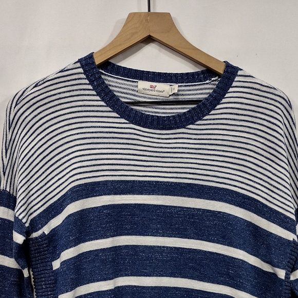 Vineyard Vines Stripped Sweater Women's XS Blue White Retro 90s Y2K Oversized - Picture 2 of 8
